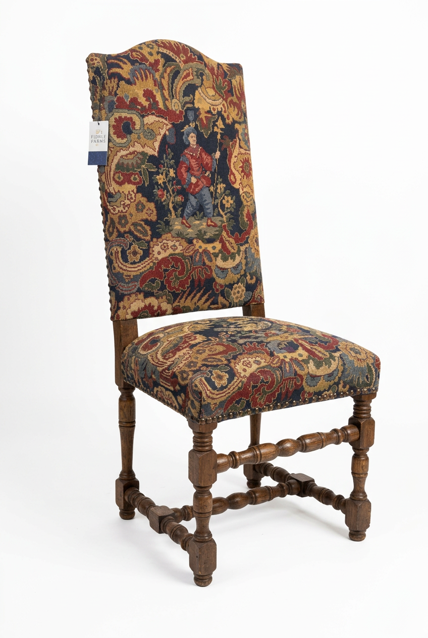 High-Back Floral Tapestry-Style Dining Chair