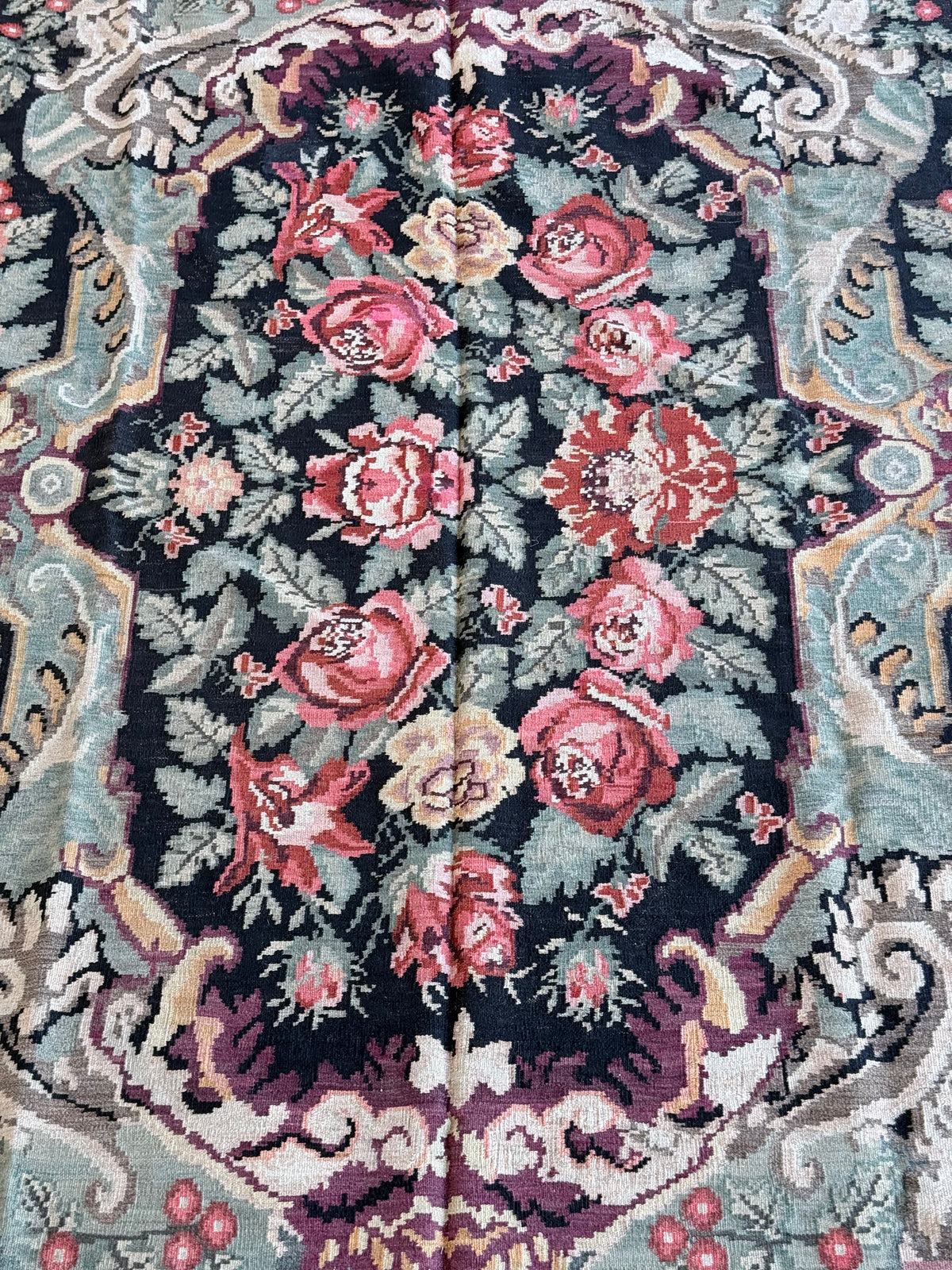 #129 Black and Red Medallion Rug