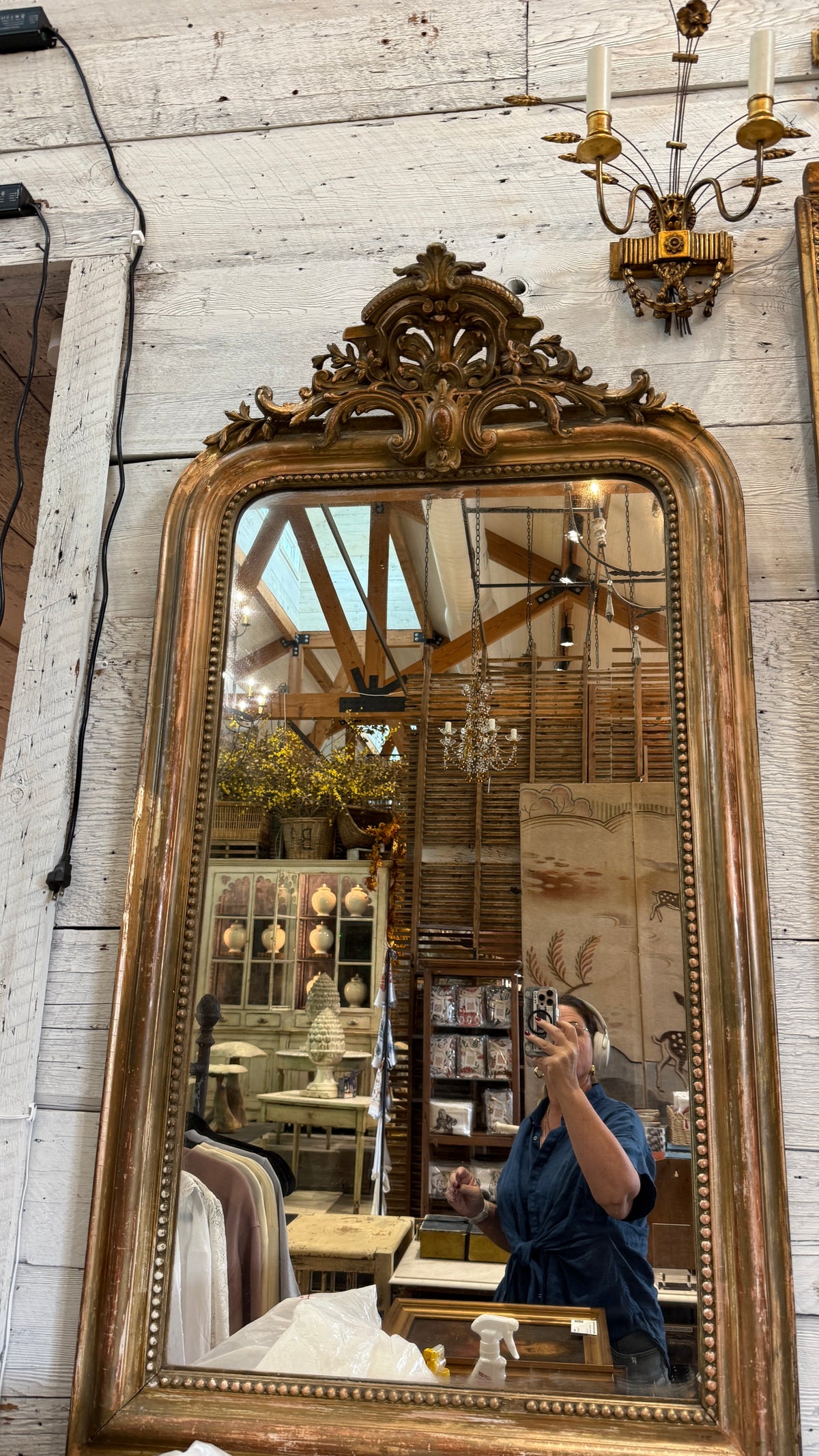 Gold Gilded Louis Philipe Mirror with Urn Motif