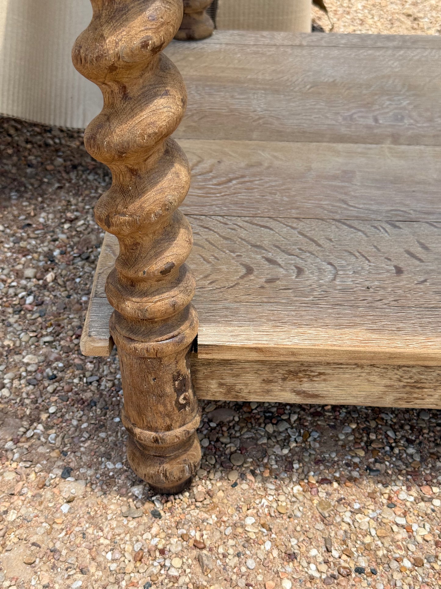 Antique Oak Barley Twisted French Drapers Table