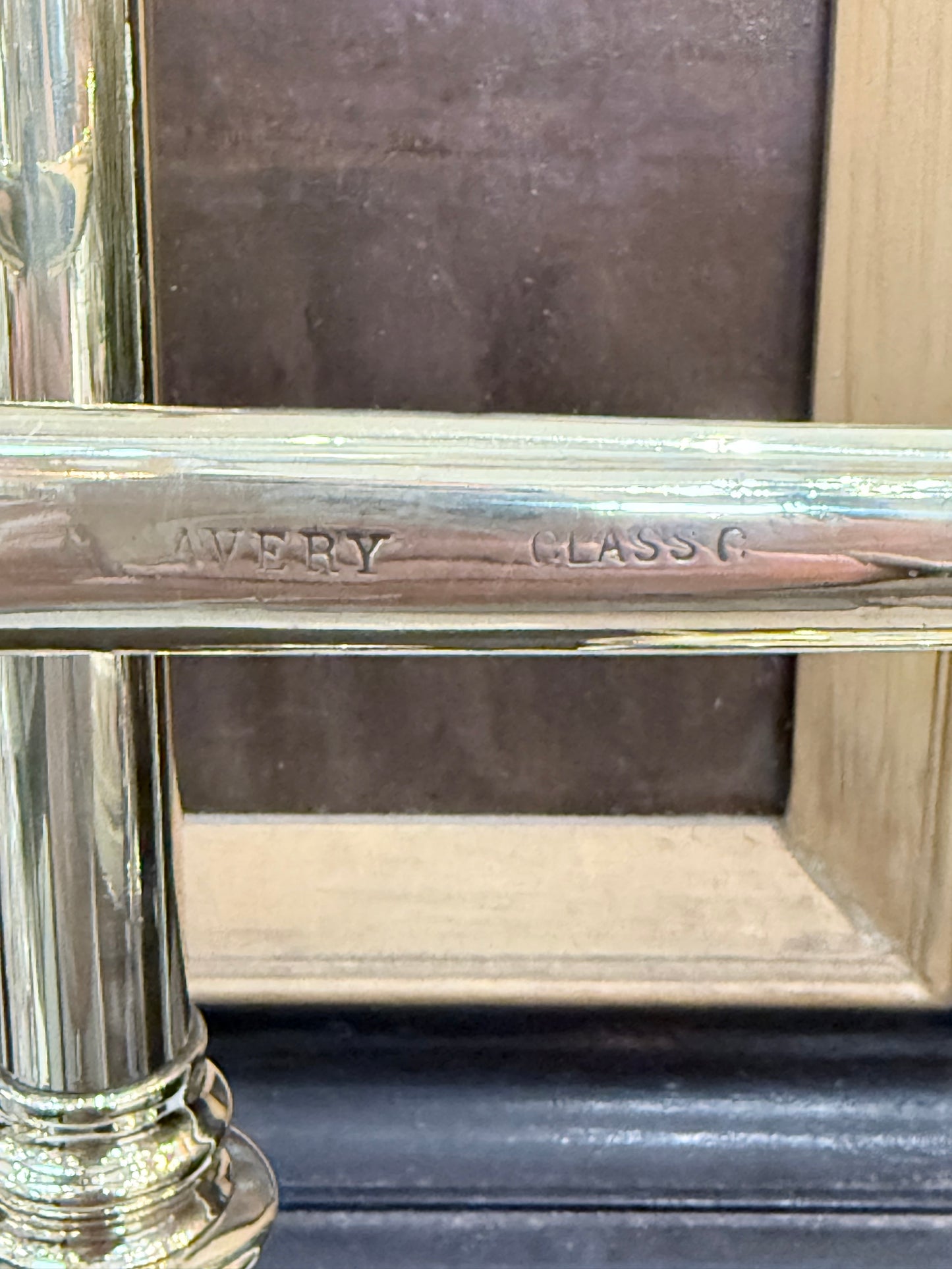 Antique English Brass Laboratory Balance Scale by Avery – Mahogany Base – Apothecary Scientific Instrument c.1900