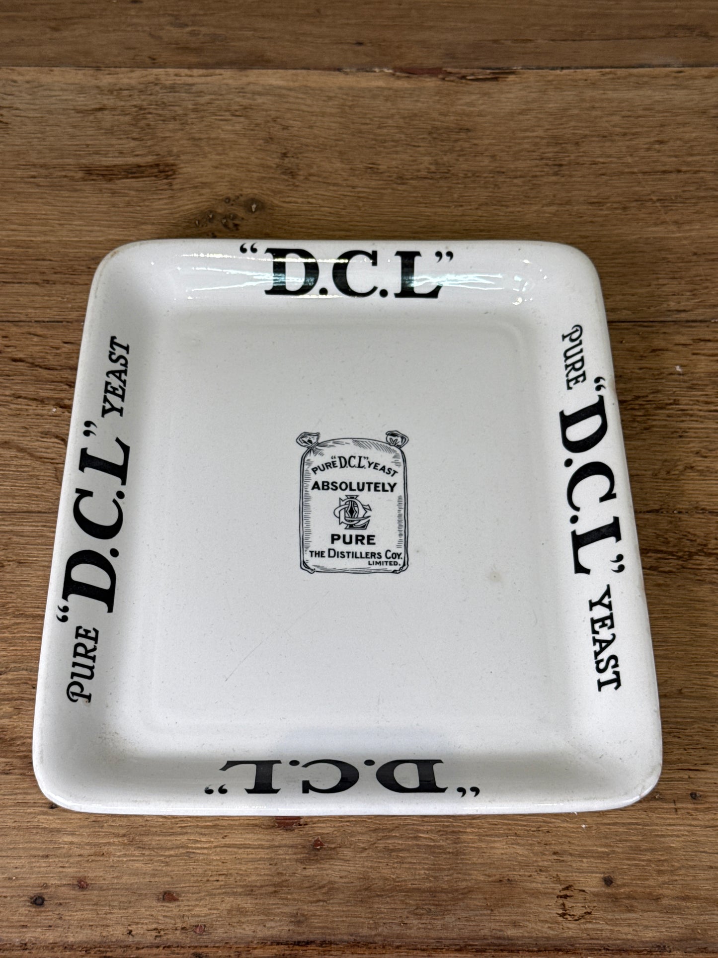 Genuine Edwardian Grocer's White Ironstone Advertising Platter “Pure DCL Yeast”
