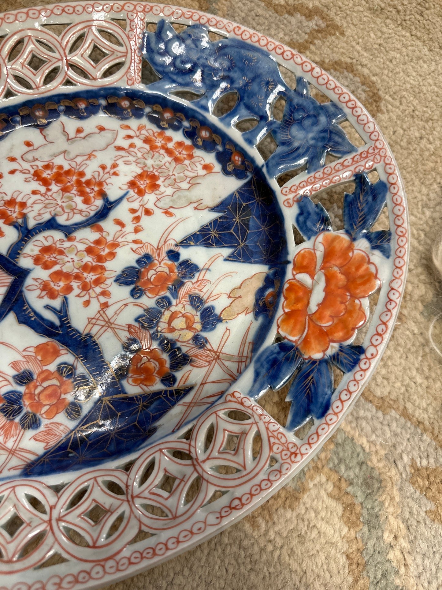 Meiji Period Imari Platter with Pierced Border