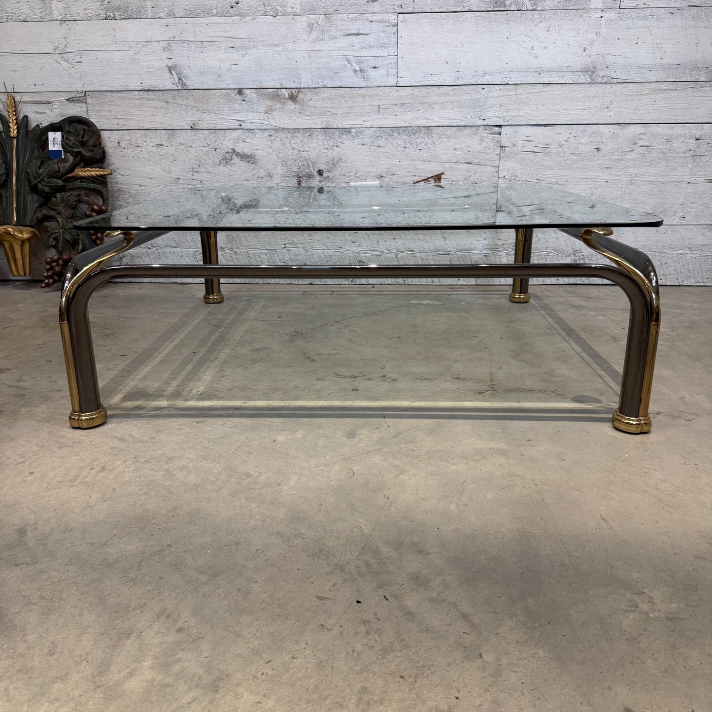Vintage Brass and Glass Coffee Table in the Hollywood Regency Style