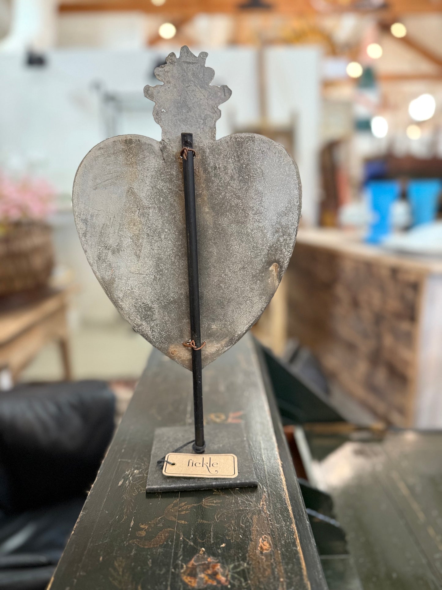 Heart on Stand Antique 1938 French Memorial Funerary Grave Marker – Isidore Hareau
