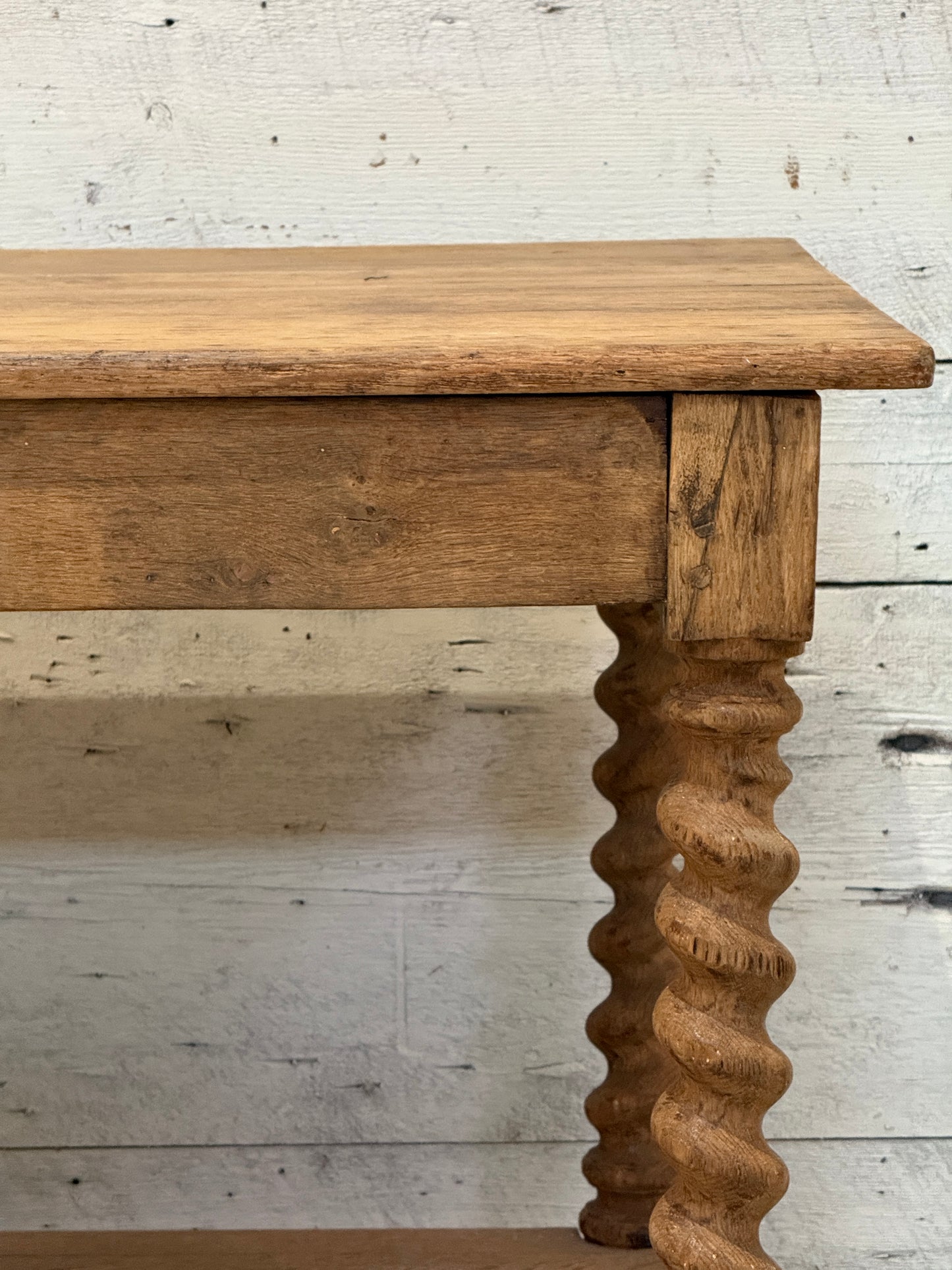 Antique Oak Barley Twisted French Drapers Table