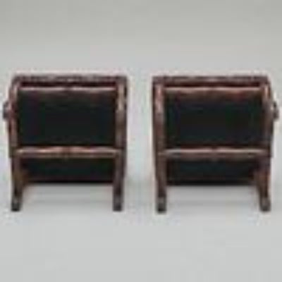 Renzo Mongiardino Baroque Dining Chairs – Hand-Carved Walnut & Silk Damask Upholstery