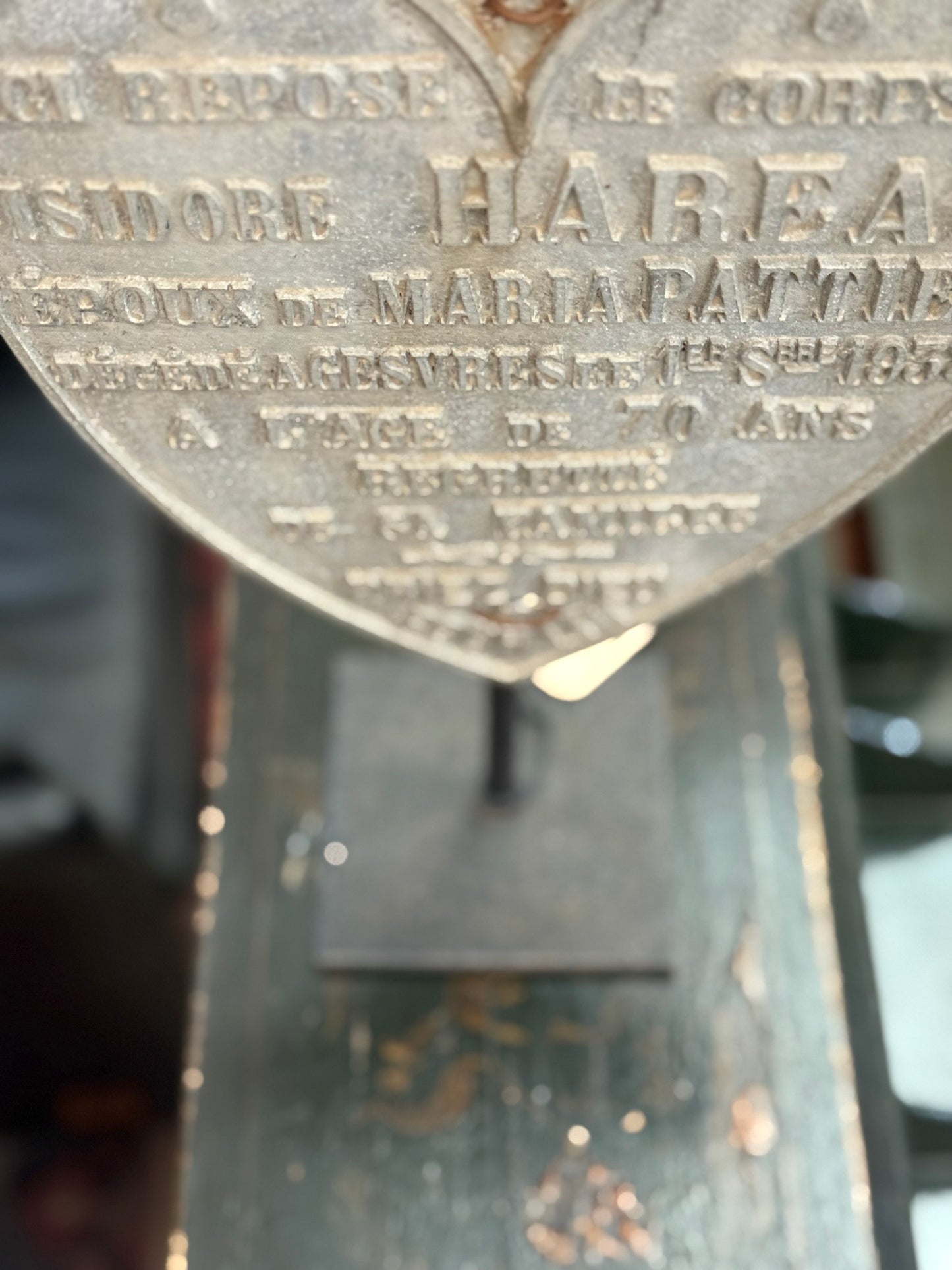 Heart on Stand Antique 1938 French Memorial Funerary Grave Marker – Isidore Hareau