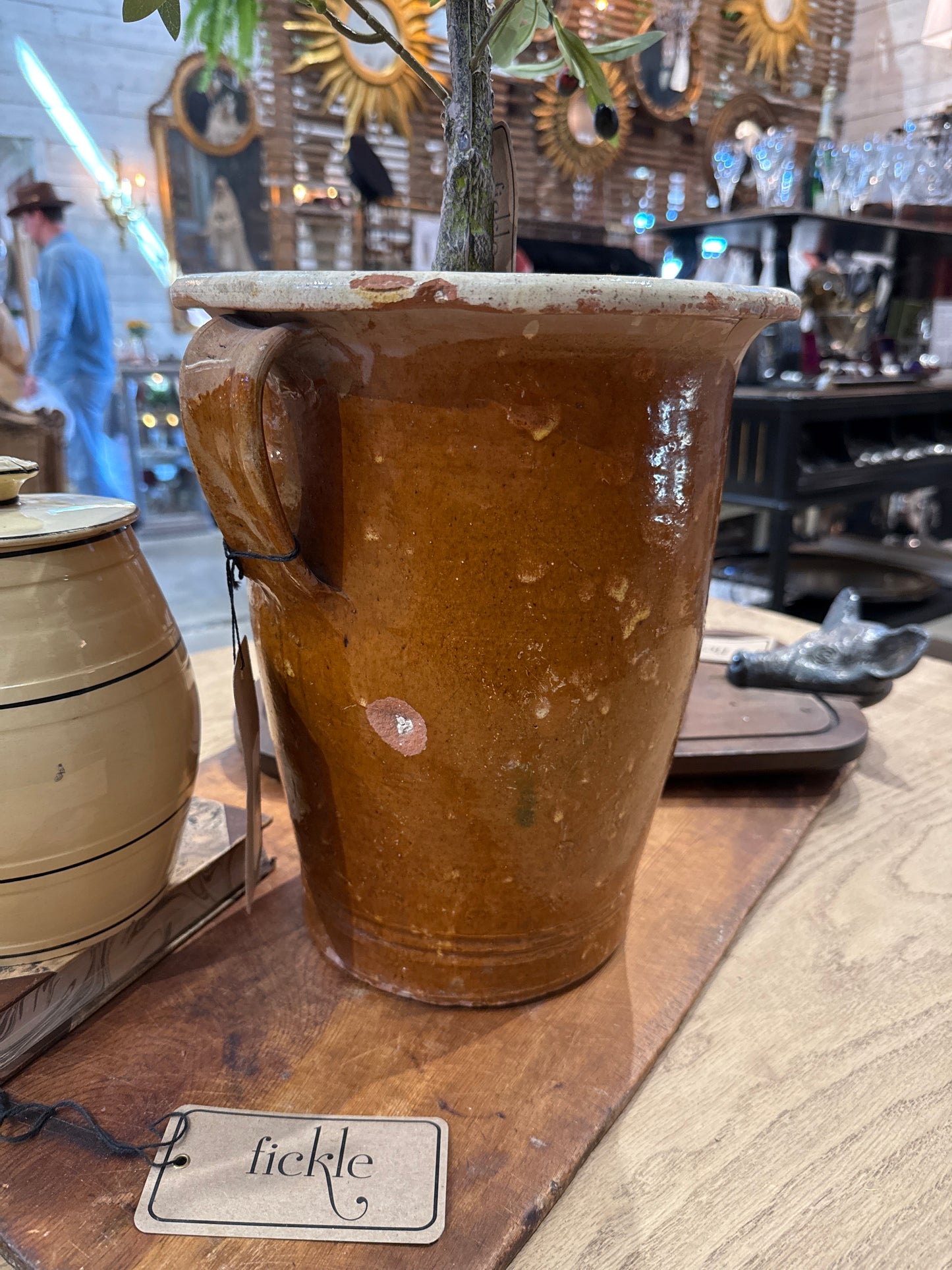 Brown Confit Pot Large Two Handles