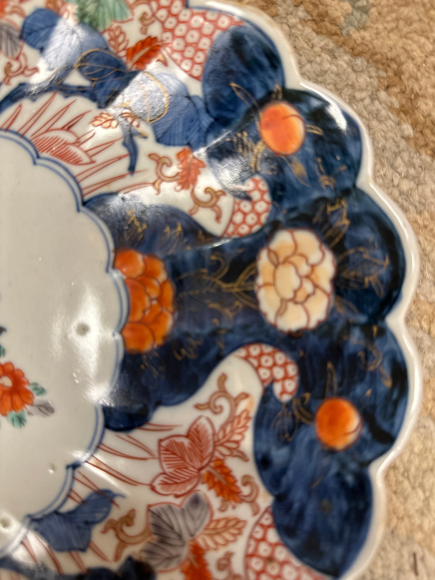 Ovoid Scalloped Edge Imari Plate