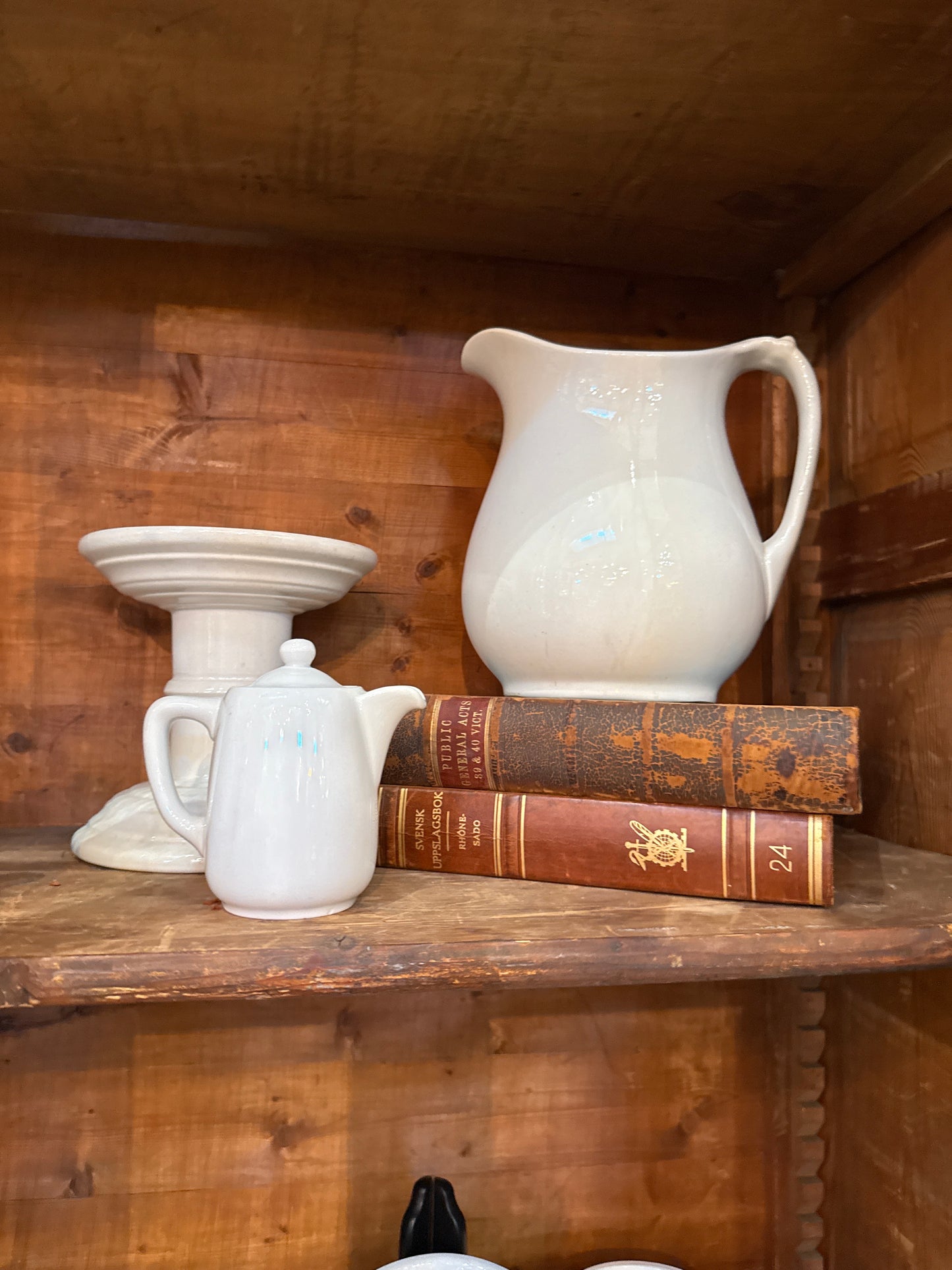 White Ironstone Pitcher with Handle