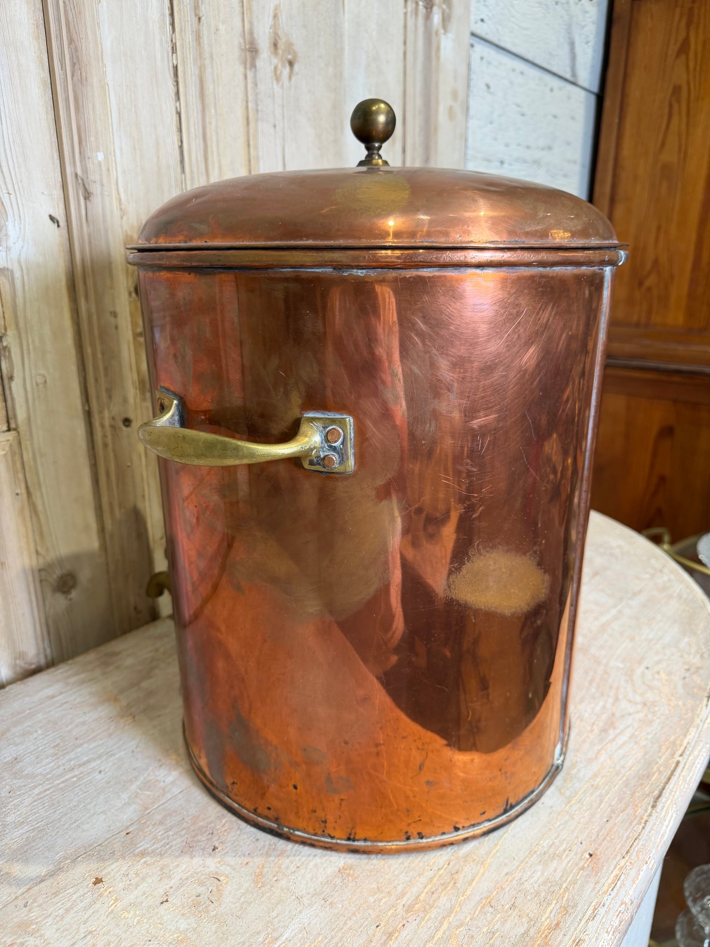 Copper Beverage Dispenser with Brass Spigot Circa 1900