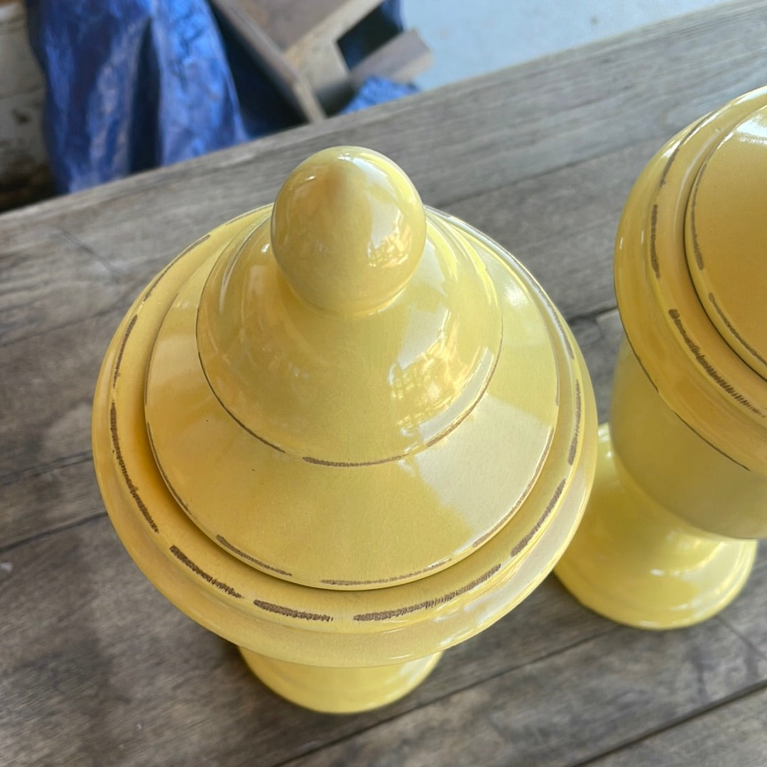 Yellow Urns with Lids