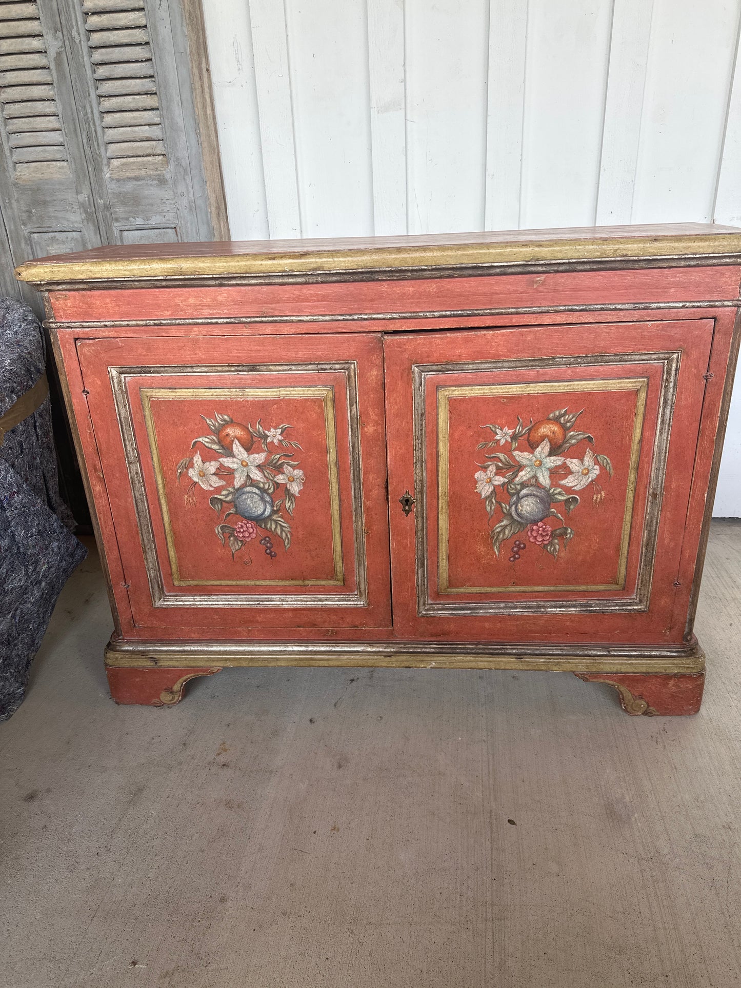 Antique Italian Original Decorative Painted Sideboard 19th Century