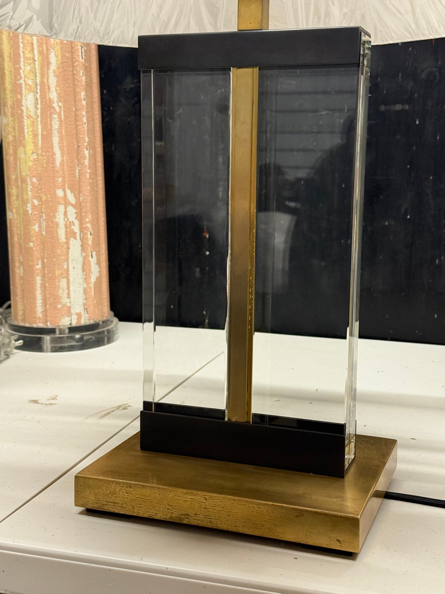 Brass and Glass Base Lamp