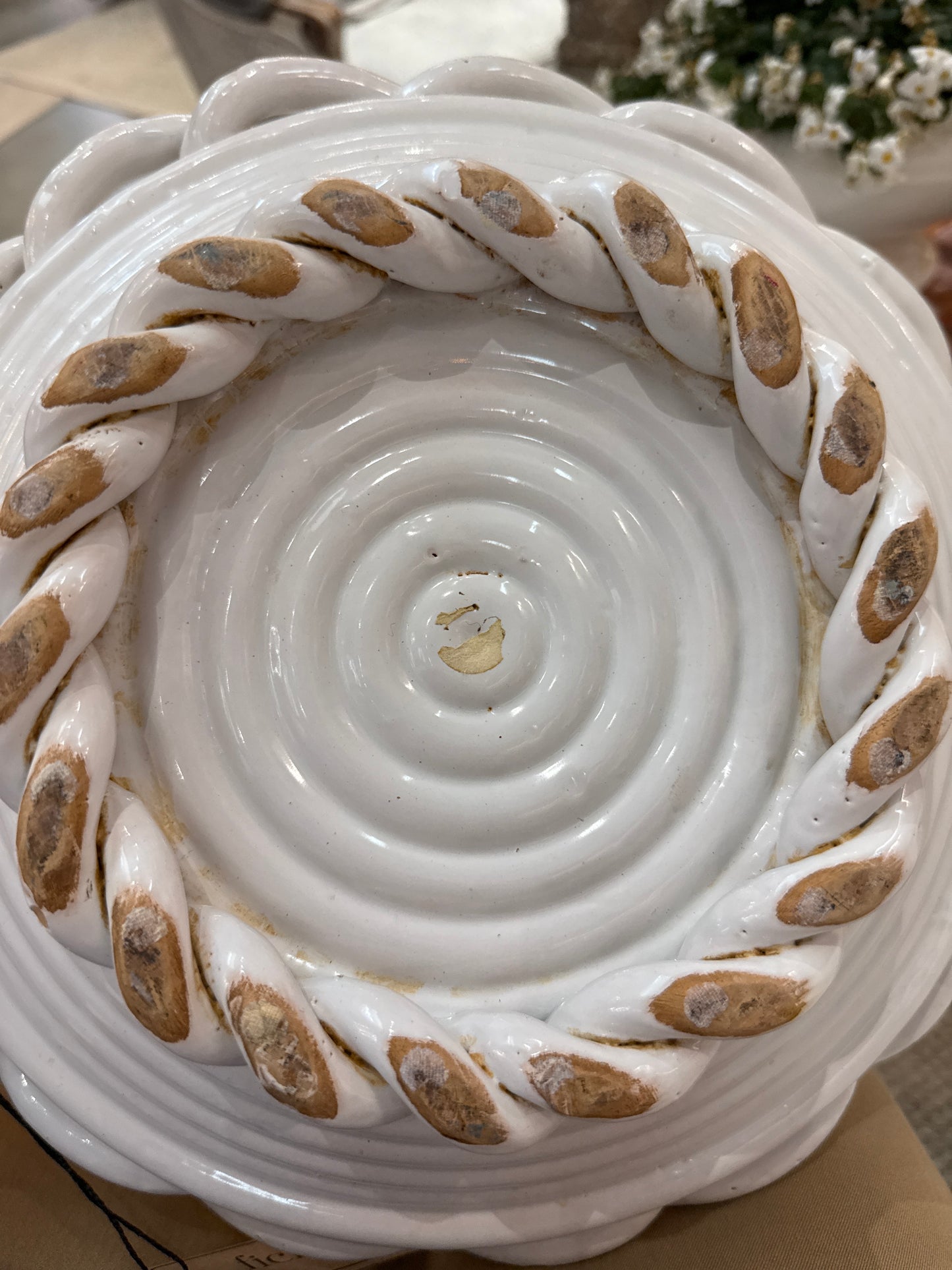 Emile Tessier White Ceramic Braided Rim Bowl