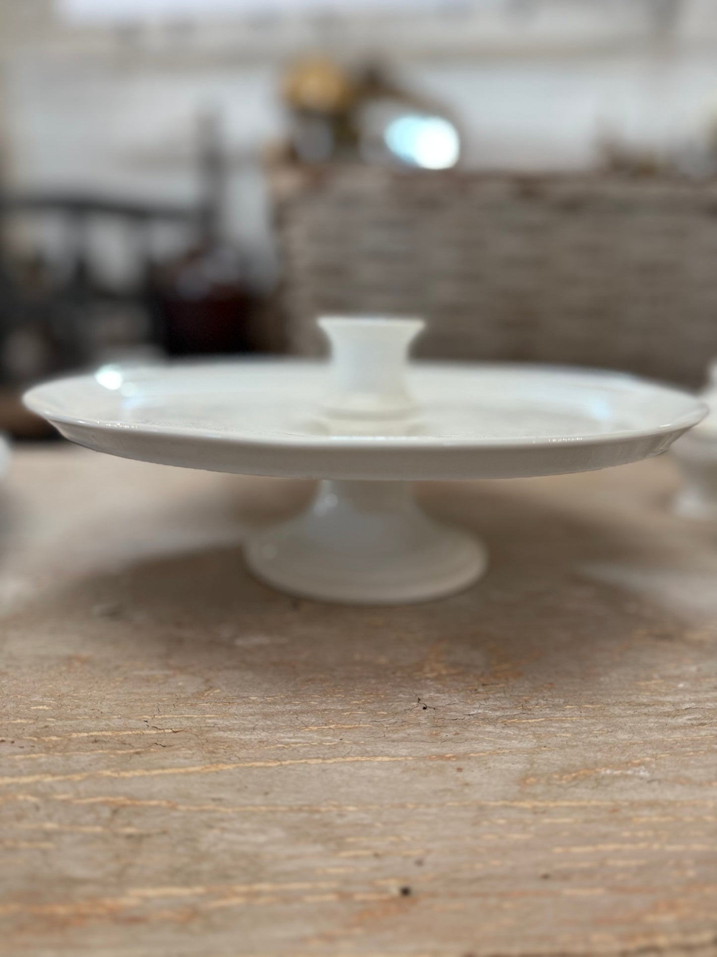 Antique French White Porcelain Pots de Crème Service on Pedestal Stand – 9 Pieces