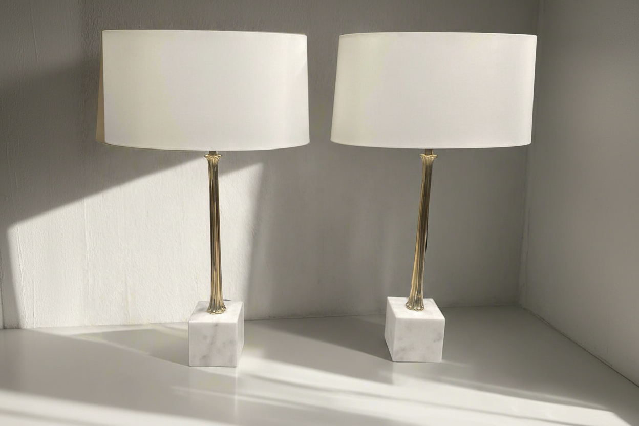 Marble Base Lamps with Gold Accent