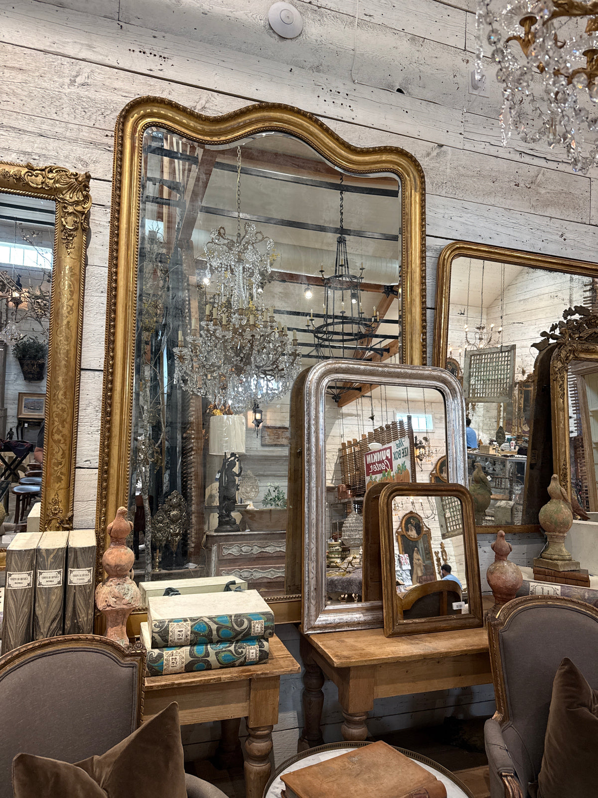 Antique French Louis Philippe Style Giltwood Floor Mirror
