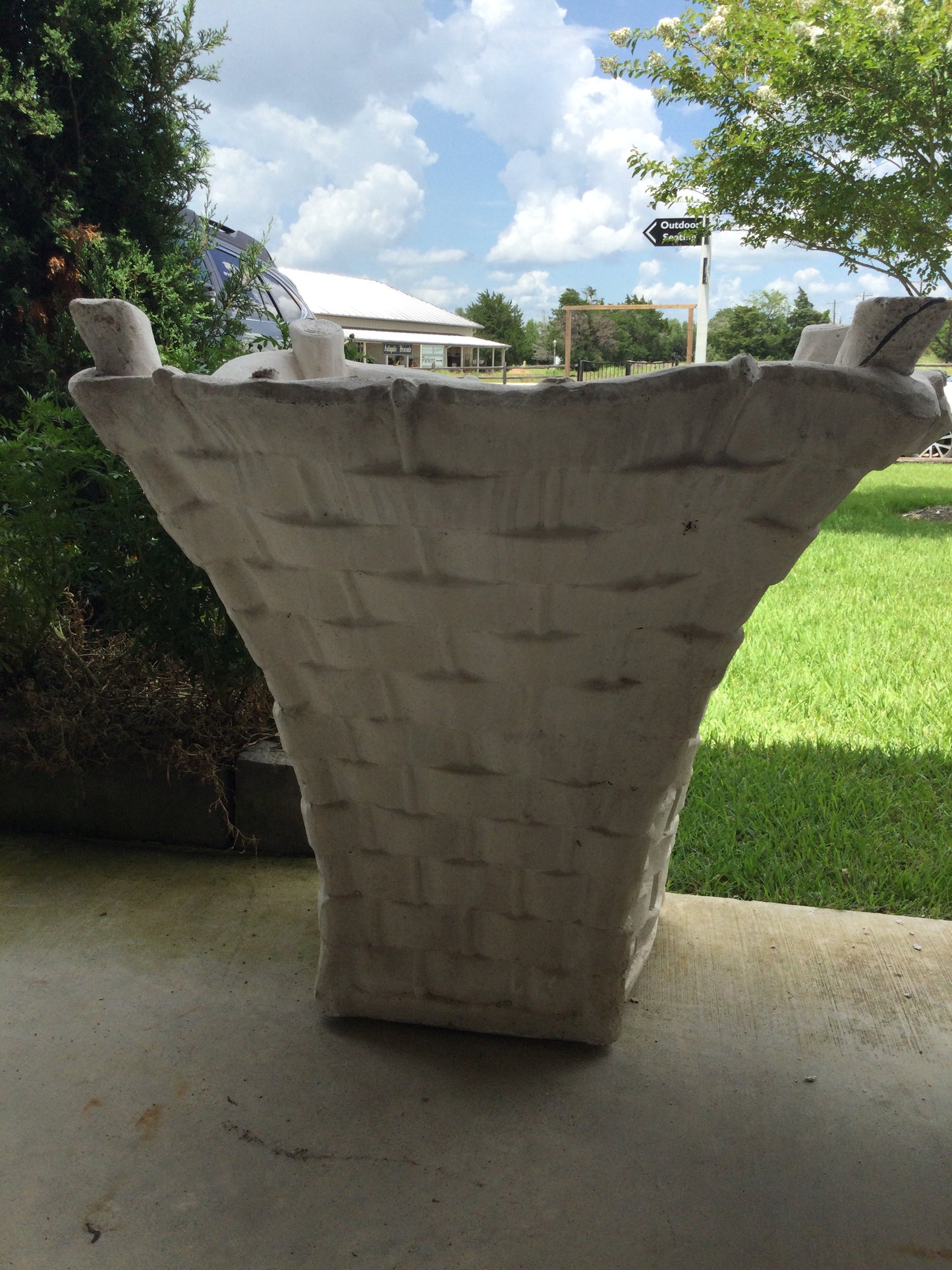 White Basket Weave Pot