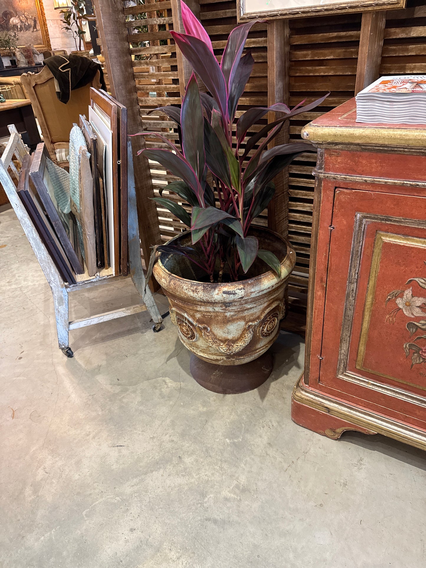 Cast Iron Urn - Redish Patina