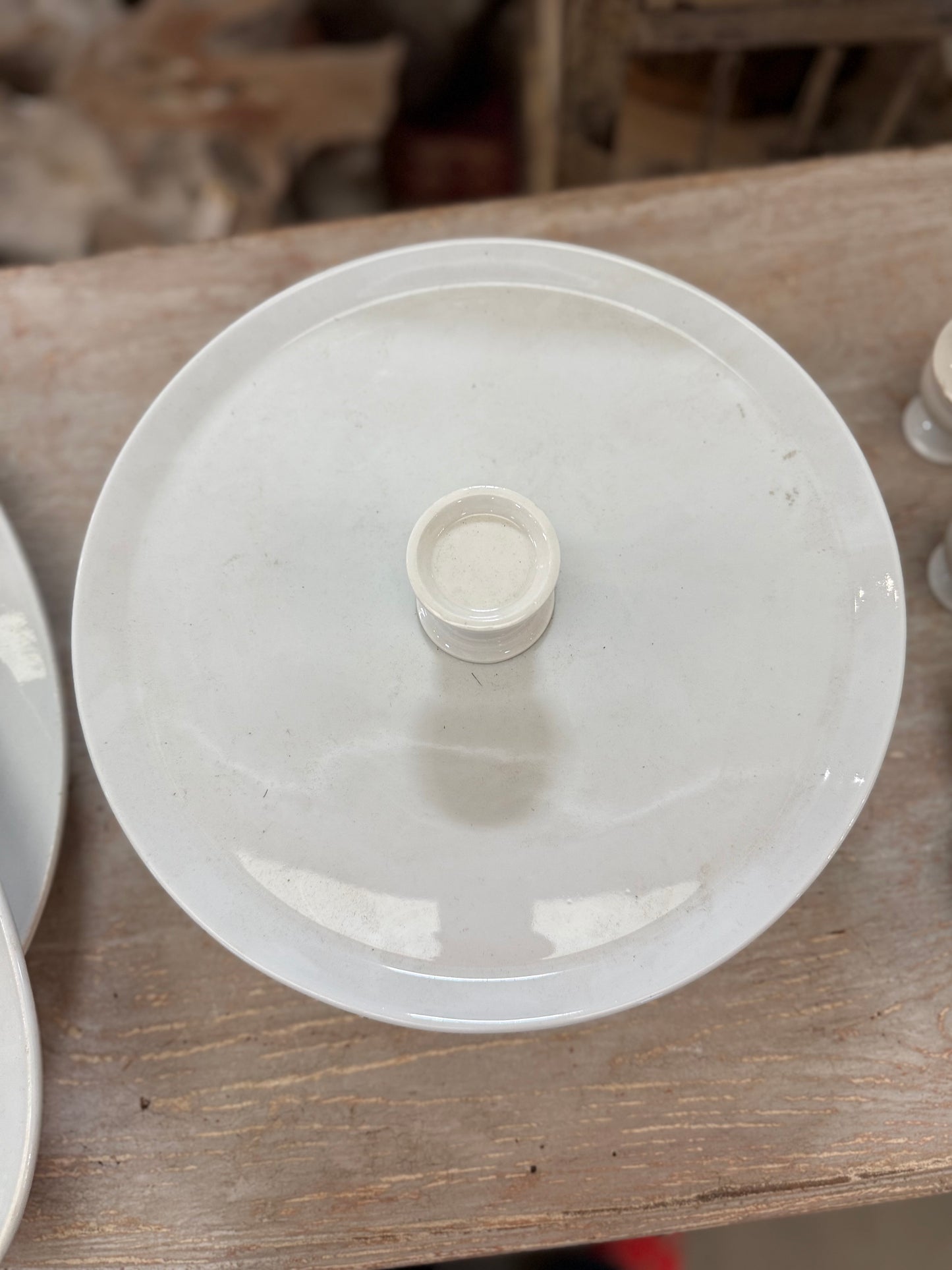 Antique French White Porcelain Pots de Crème Service on Pedestal Stand – 9 Pieces
