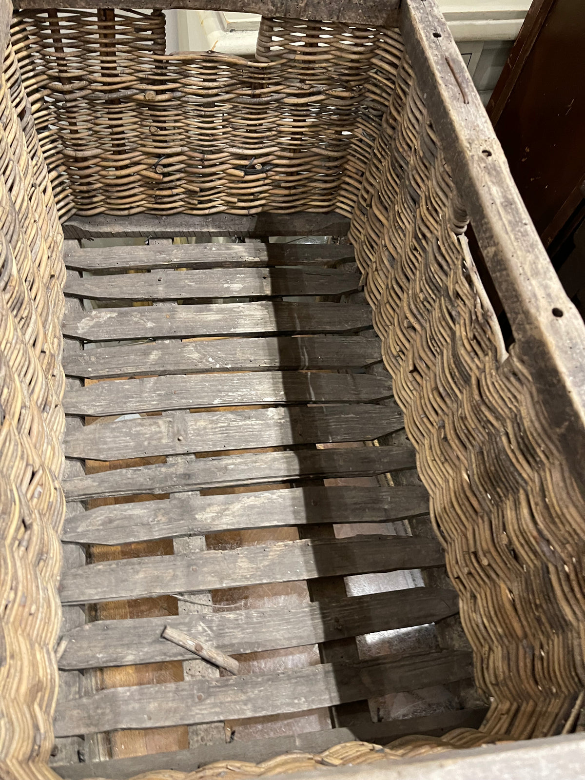 French Rectangular Grape Basket with 4 Handles Circa 1900