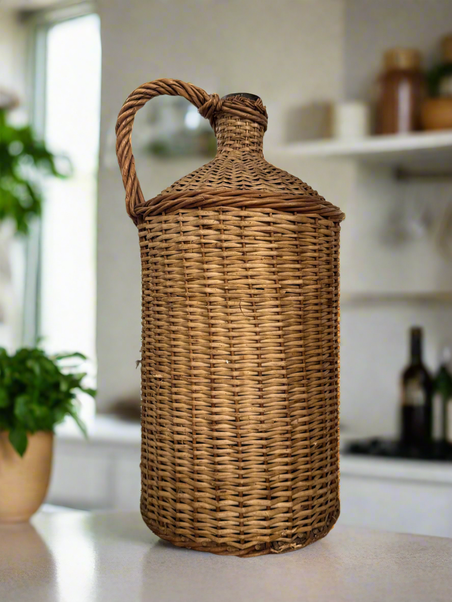 Large Antique DemiJohn Wicker Wrapped Bottles