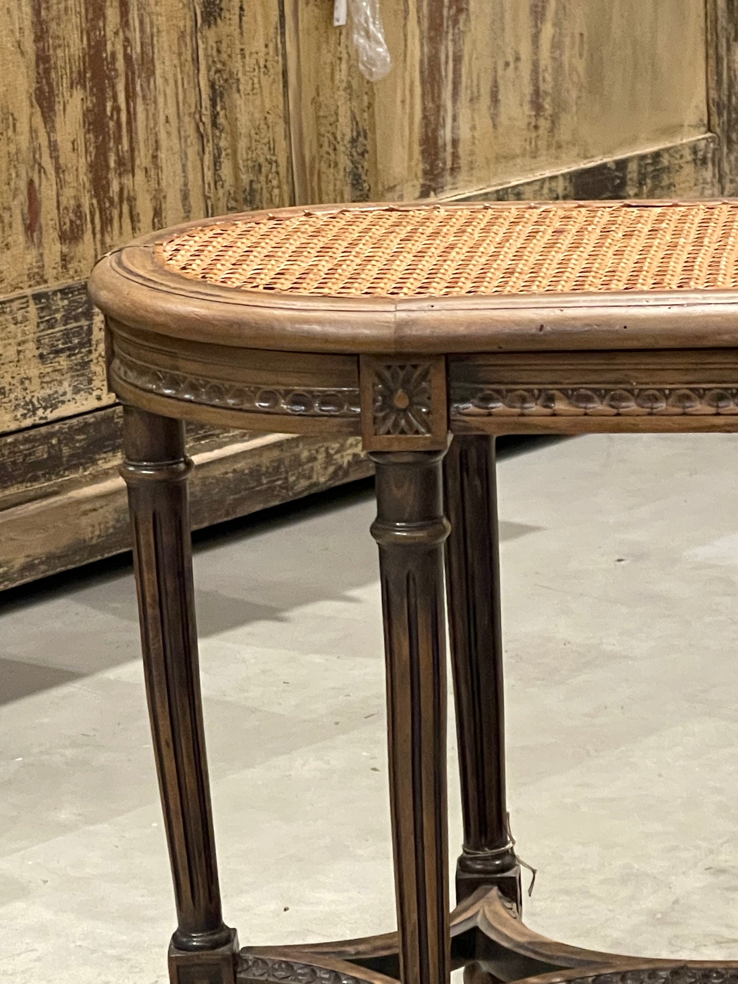 French Cane Seat Bench