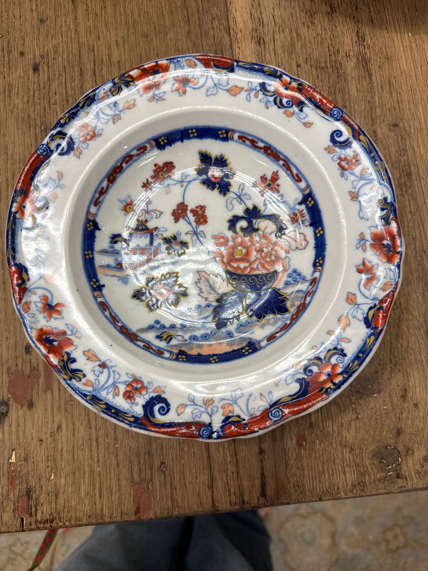 Antique Minton Stone China Amherst Japan Imari-Style Soup Bowl – 9”