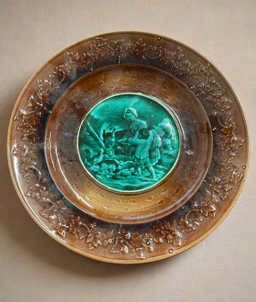 Antique English Majolica Tazza Plate c. 1900