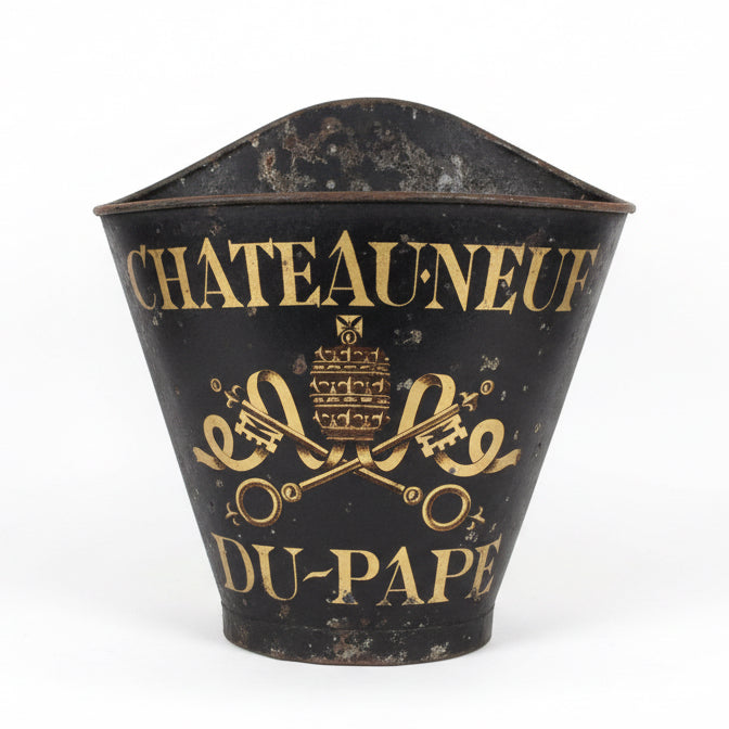 French Tole Grape Hod Painted Chateaneuf Du Pape