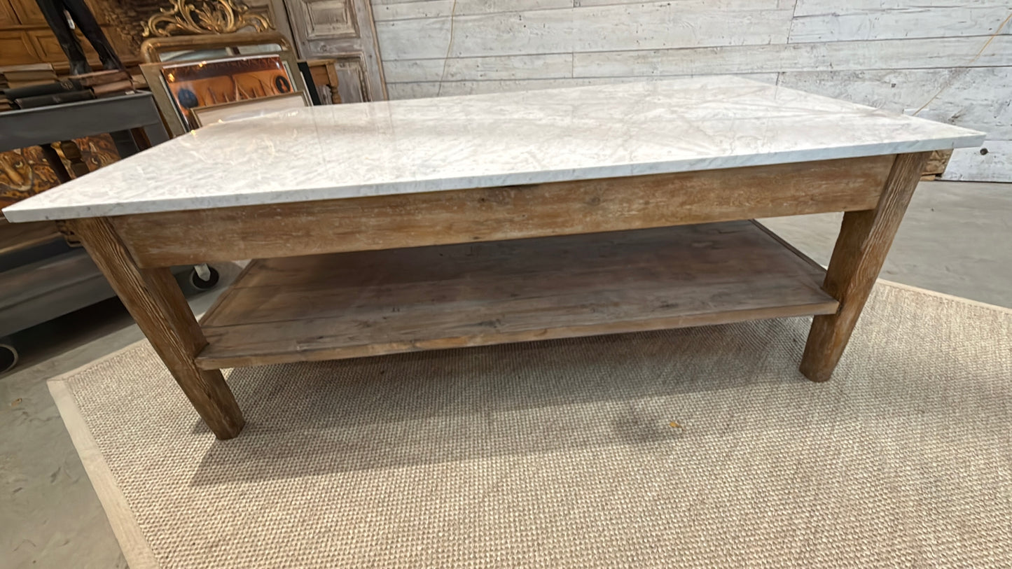 French Style Marble Top Console Table with Two Drawers