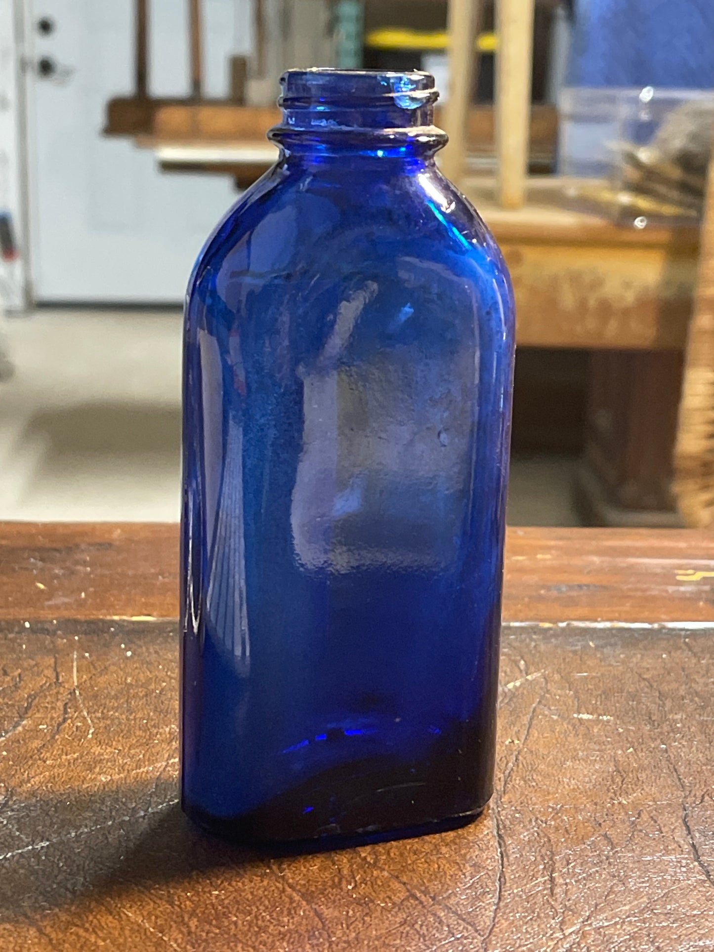 Vintage Cobalt Blue Milk of Magnesia and Plain Glass Bottle