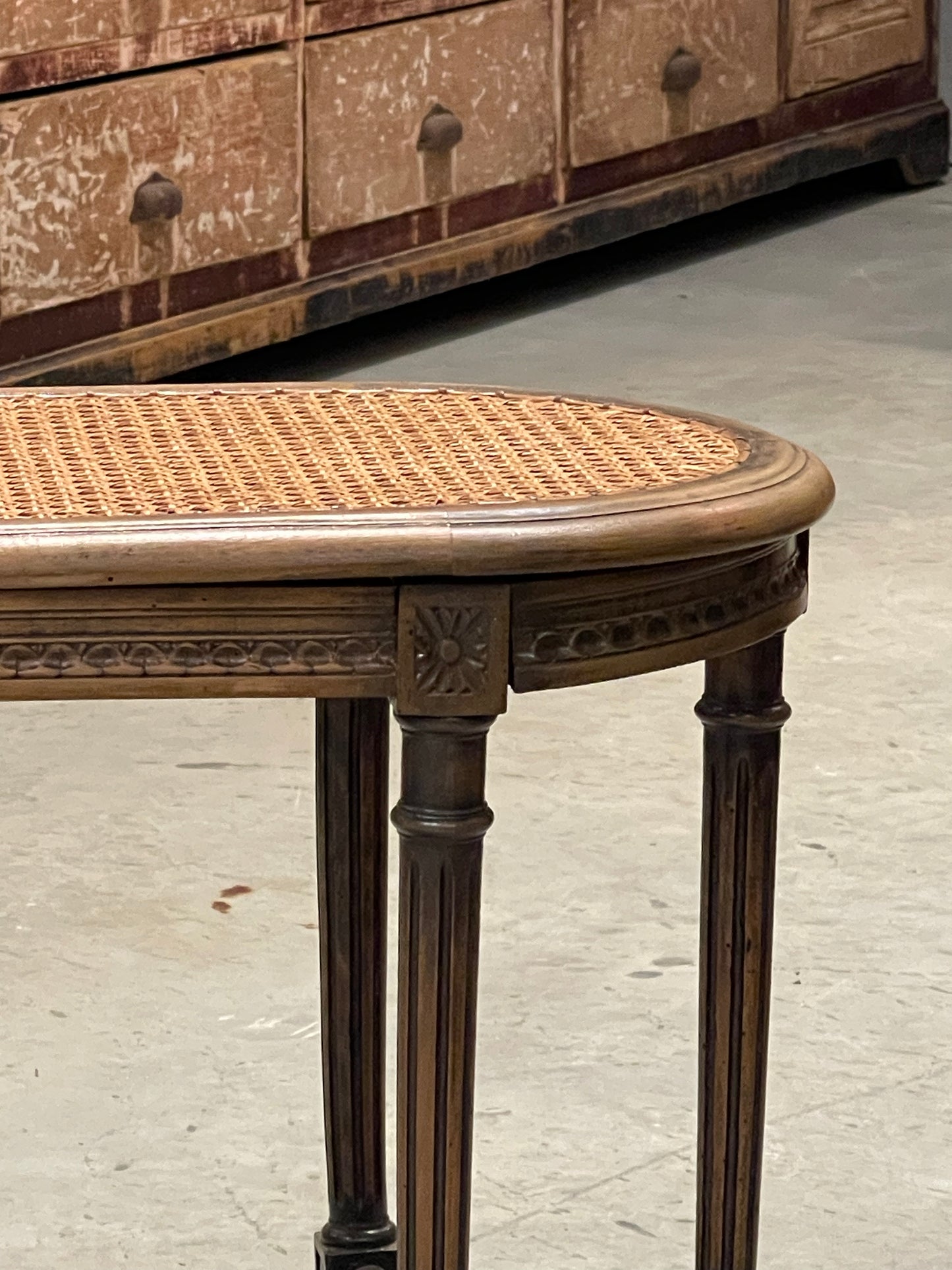 French Cane Seat Bench