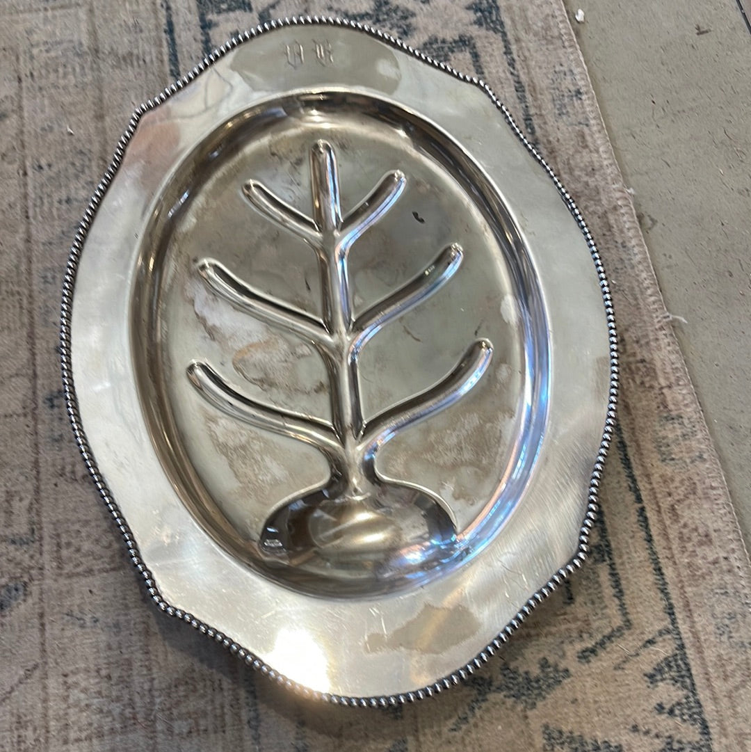 VINTAGE Strand Silver Plate Footed Meat Platter - Victor S.P. Company 17"x11.5"