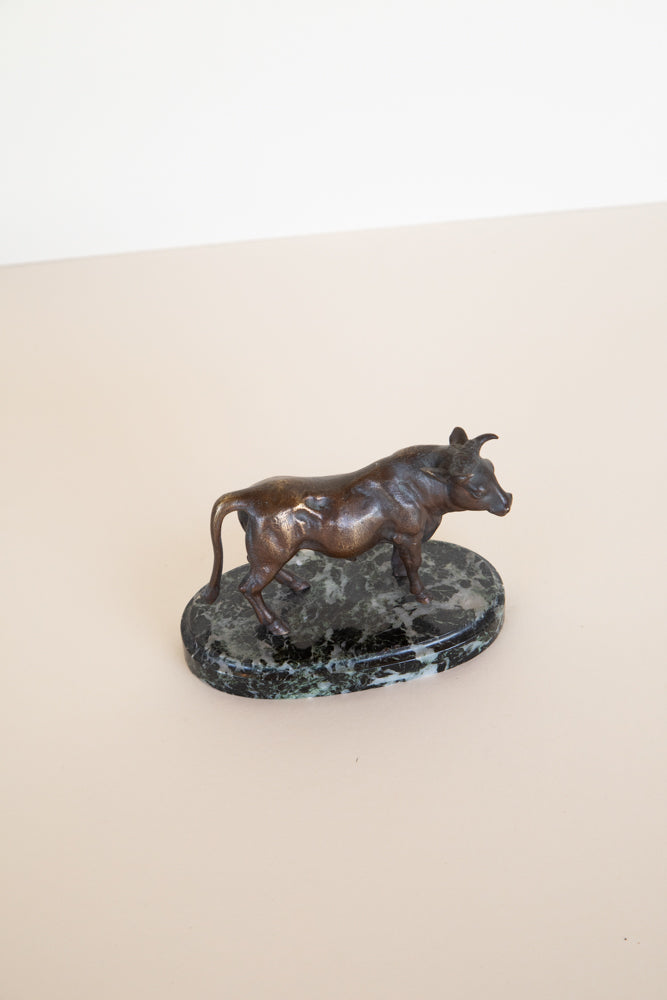 Bronze Bull on Marble Stand