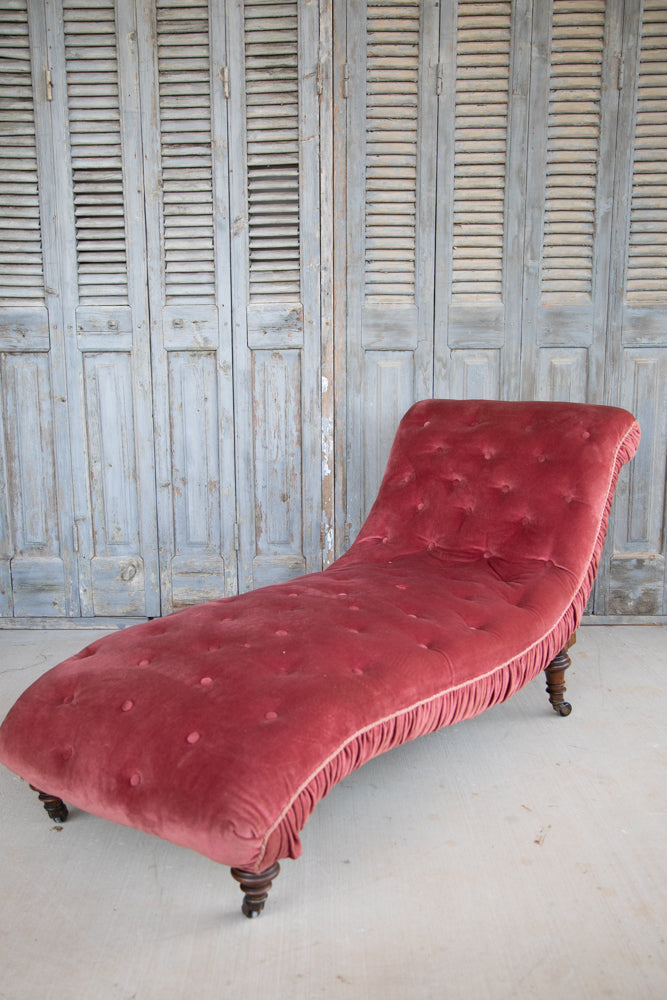Brewster Pink Velvet Chaise Style of George Smith