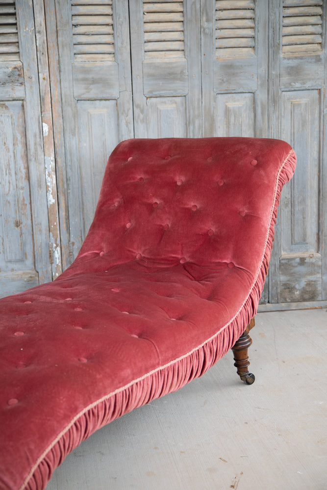 Brewster Pink Velvet Chaise Style of George Smith