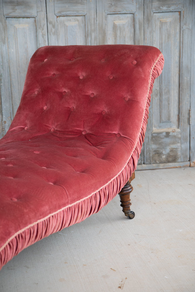 Brewster Pink Velvet Chaise Style of George Smith