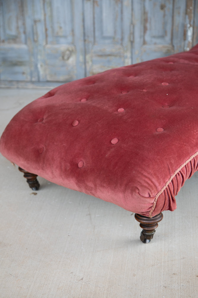 Brewster Pink Velvet Chaise Style of George Smith