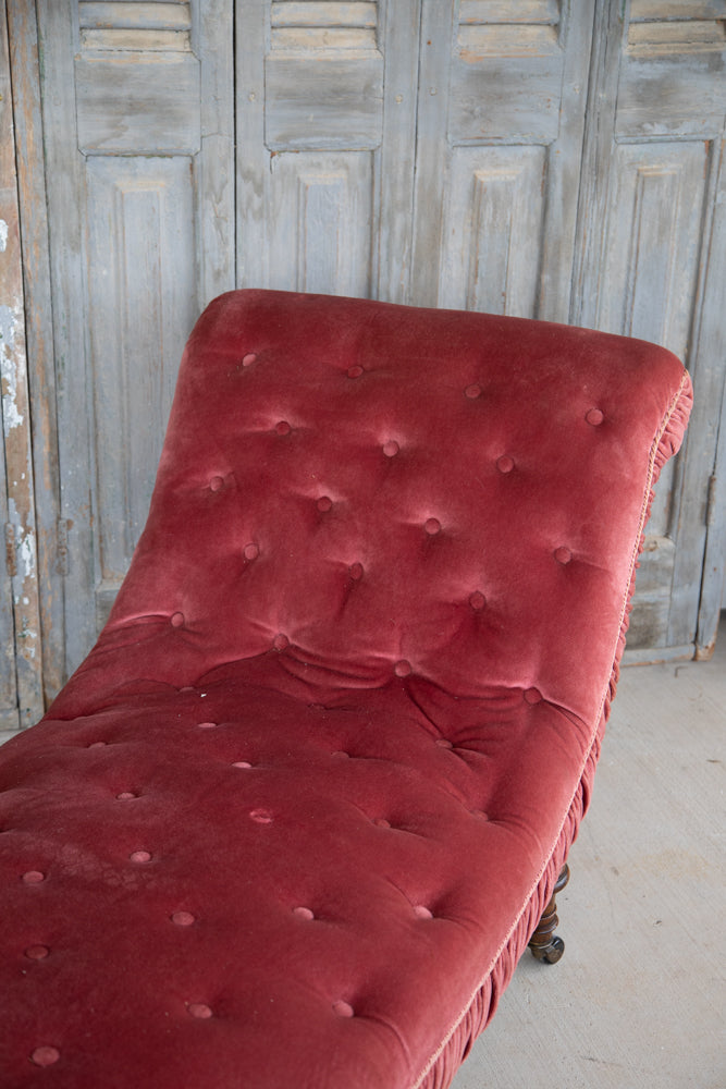 Brewster Pink Velvet Chaise Style of George Smith