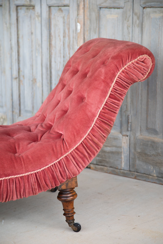 Brewster Pink Velvet Chaise Style of George Smith