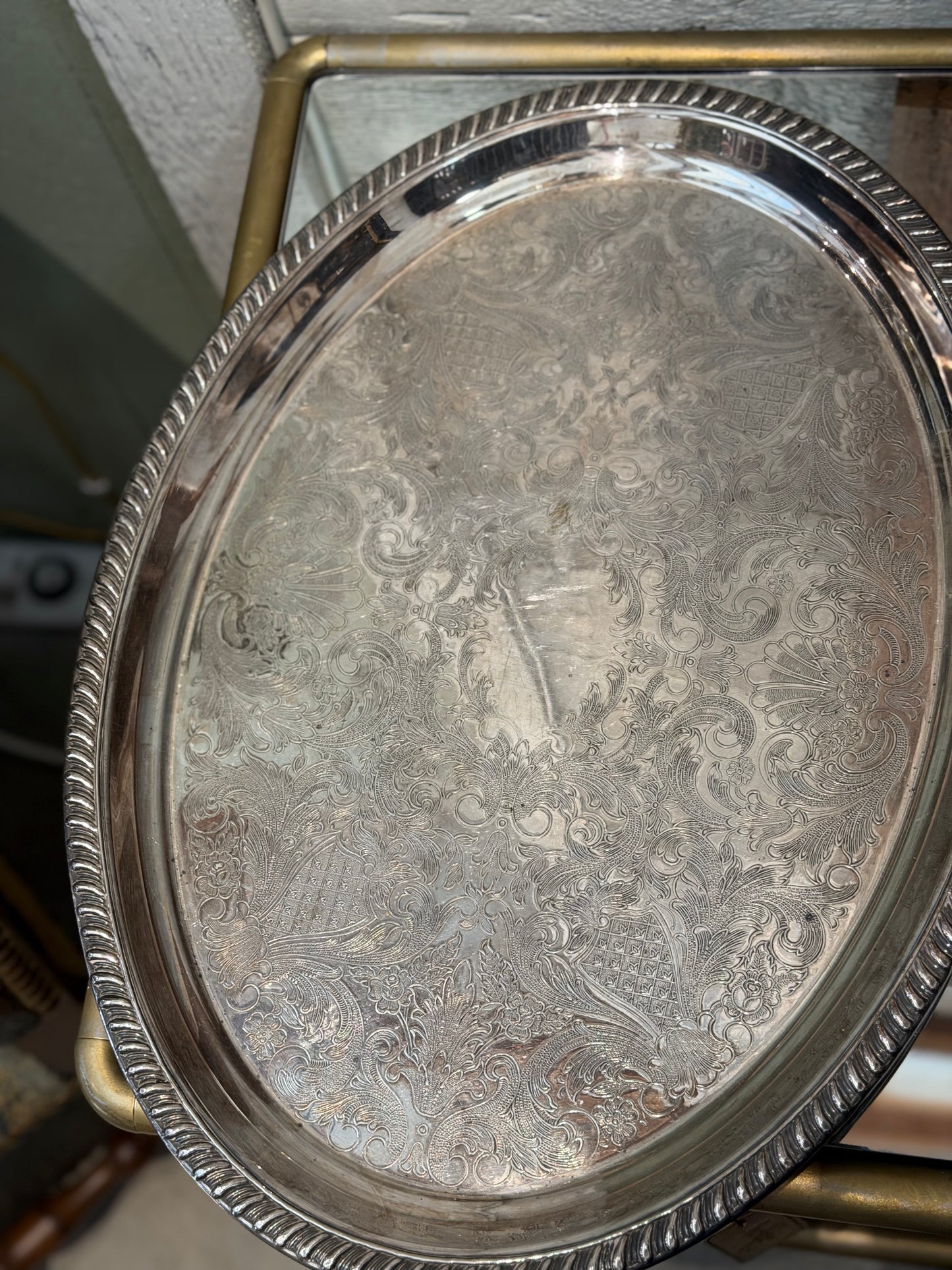 Silver Plated Oval Tray with No Handles