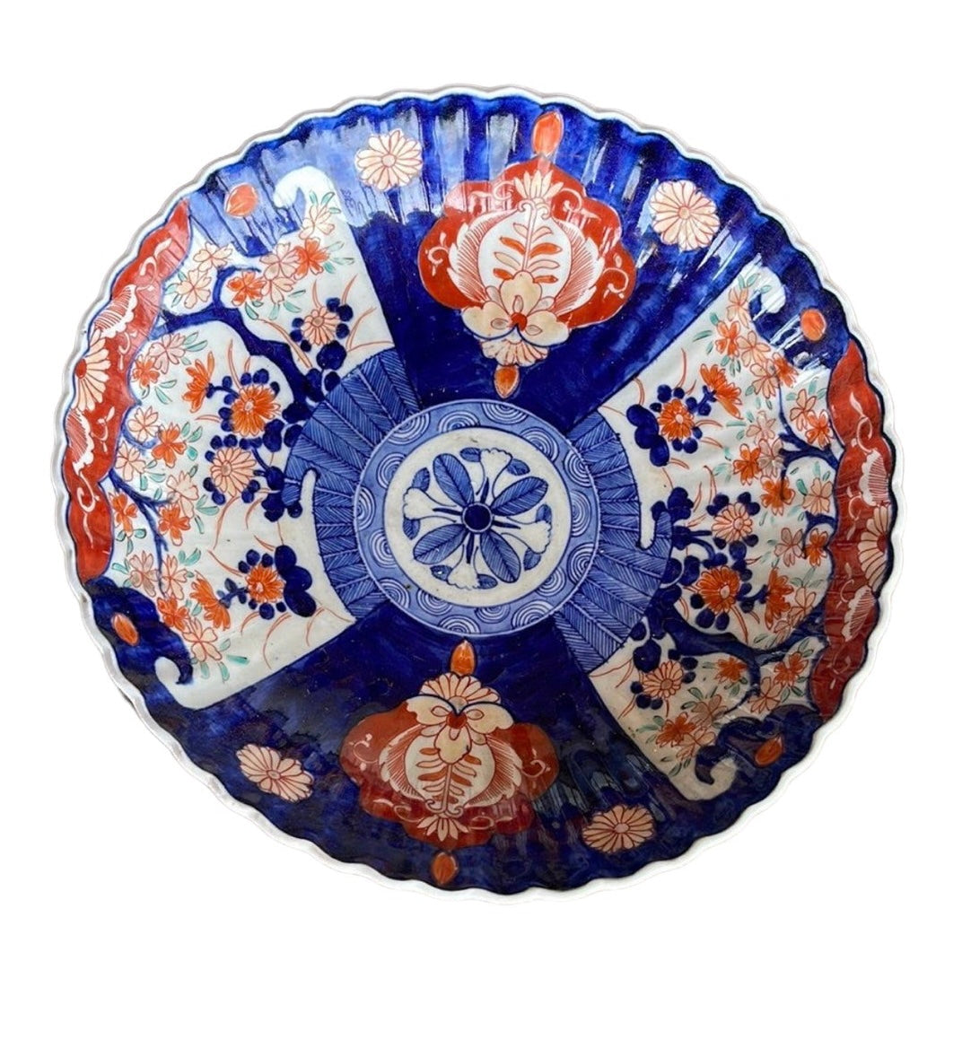 Meiji Imari Takishi Fluted Round Dish 12”