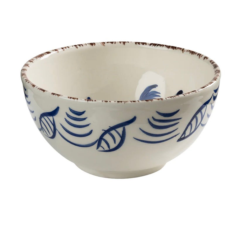 Casa Nuno Soup Bowl Blue White 3 Flowers/Shell