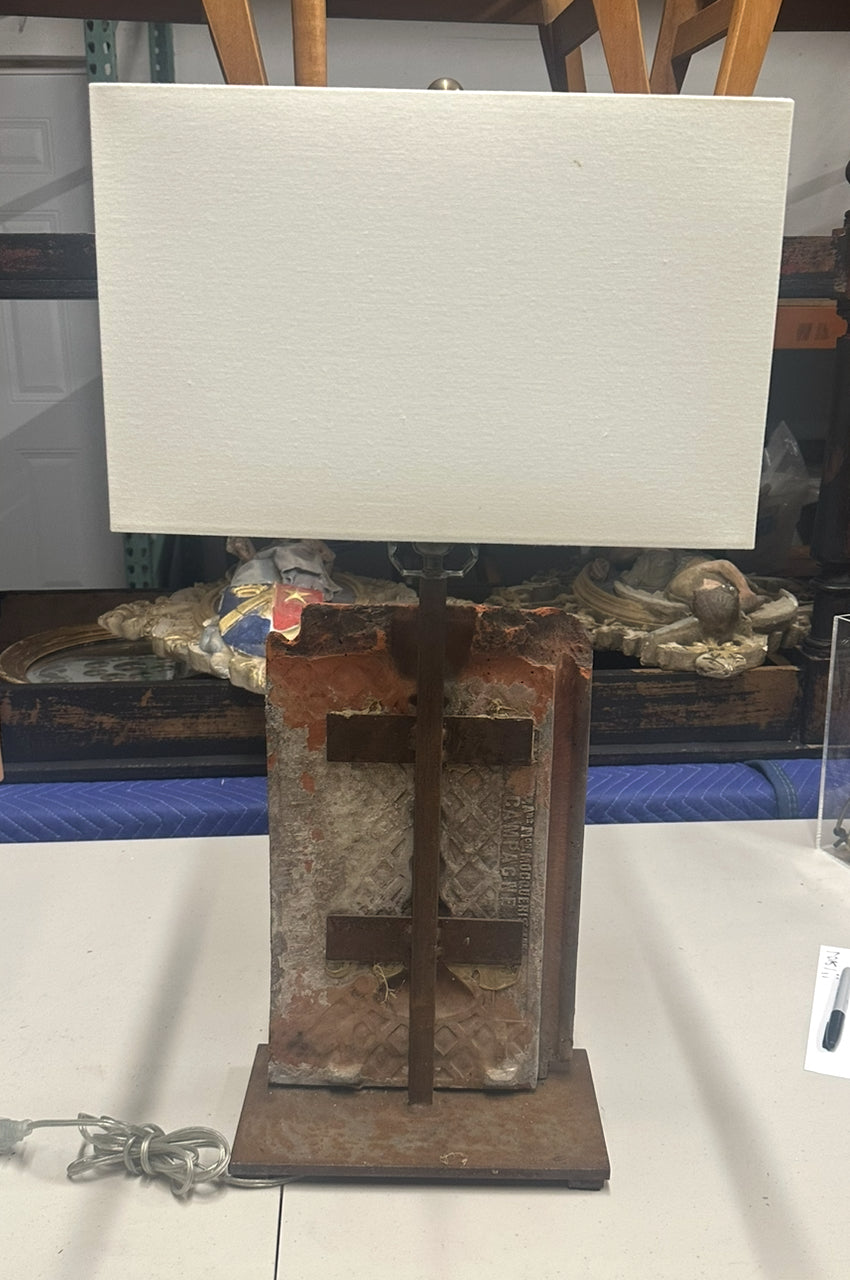 French 19th Century Cast Iron Panel Lamp