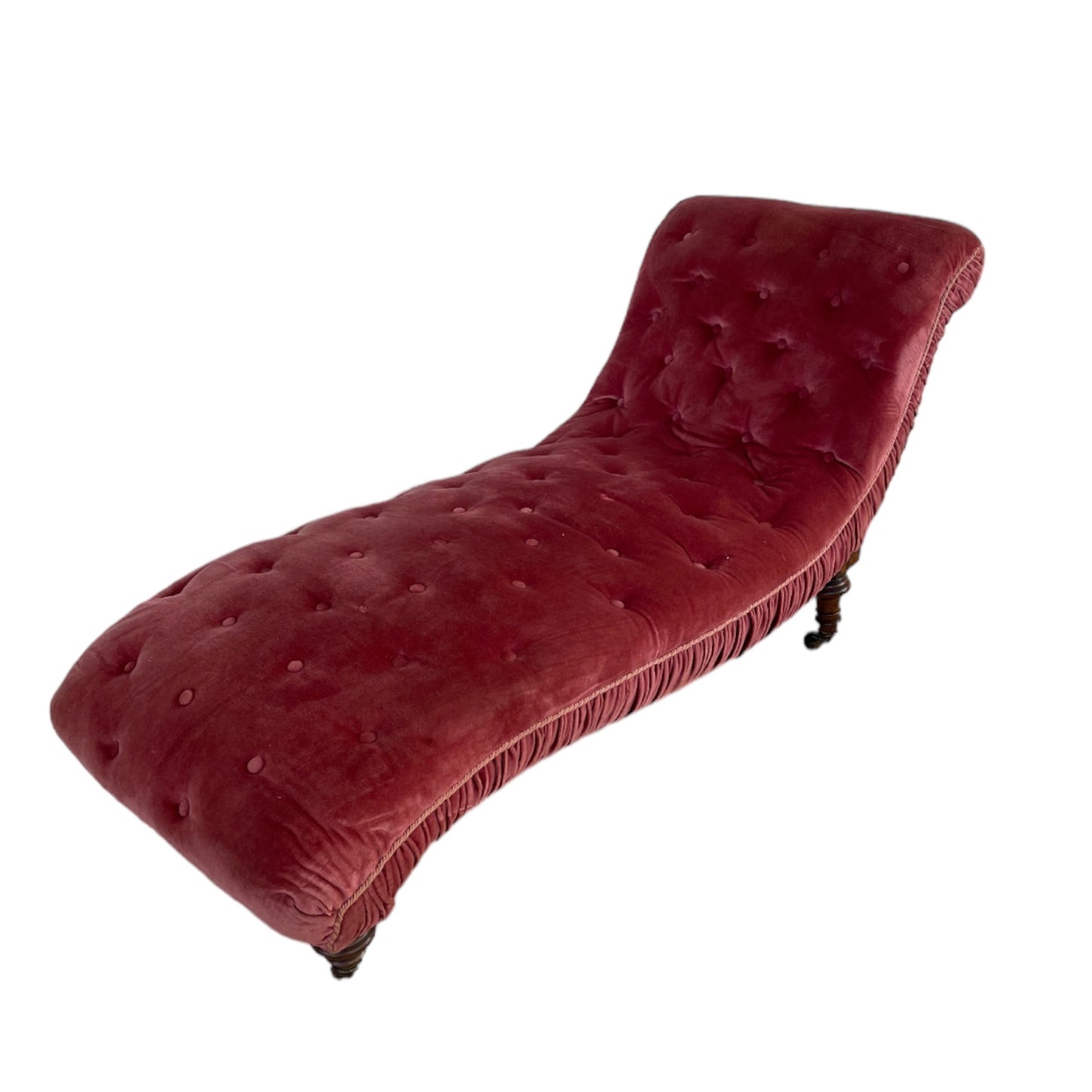Brewster Pink Velvet Chaise Style of George Smith