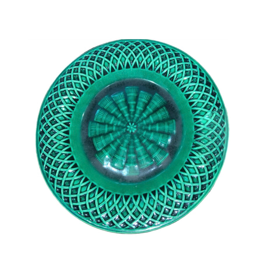 Minton Basketweave Bamboo Majolica Plates Green
