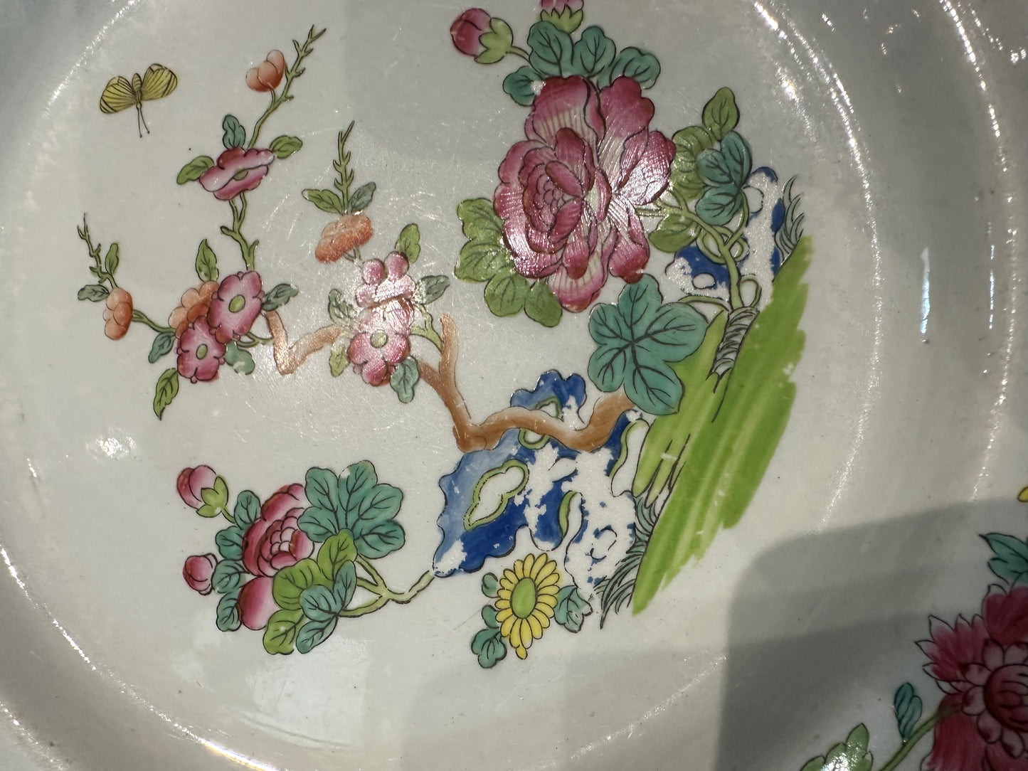 Spode Stone China “Willis Indian Tree” Pattern Dinner Plate Minor Paint Wear Circa 1840